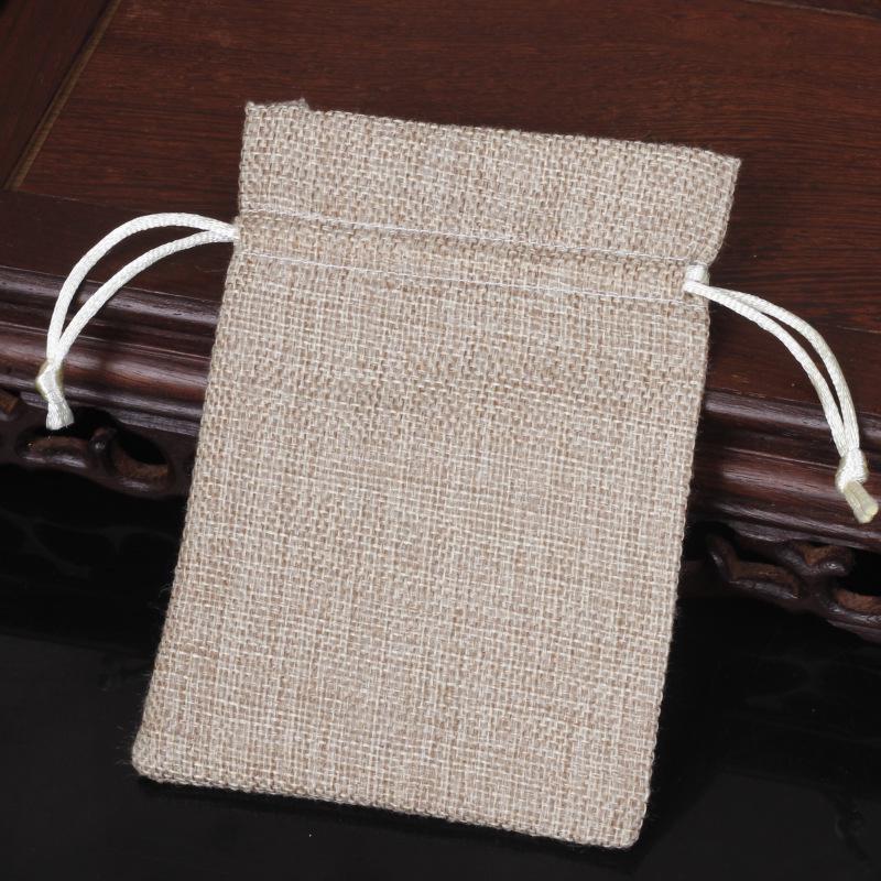 Custom Printed Linen Drawstring Sachet Bag for Jewelry Packaging and Storage