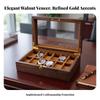 Soft Lining Watch Storage Box with Glass Lid Compartmented Display Case