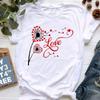 New Summer  Dandelion Butterfly Print Women Tshirt Casual White and Black T-shirt Funny T Shirt Gift for Lady Young Girl Tops