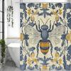 Bumblebee Bee Floral Shower Curtain, Bathroom Decorative Shower Curtain, Waterproof Shower Curtain with Hooks