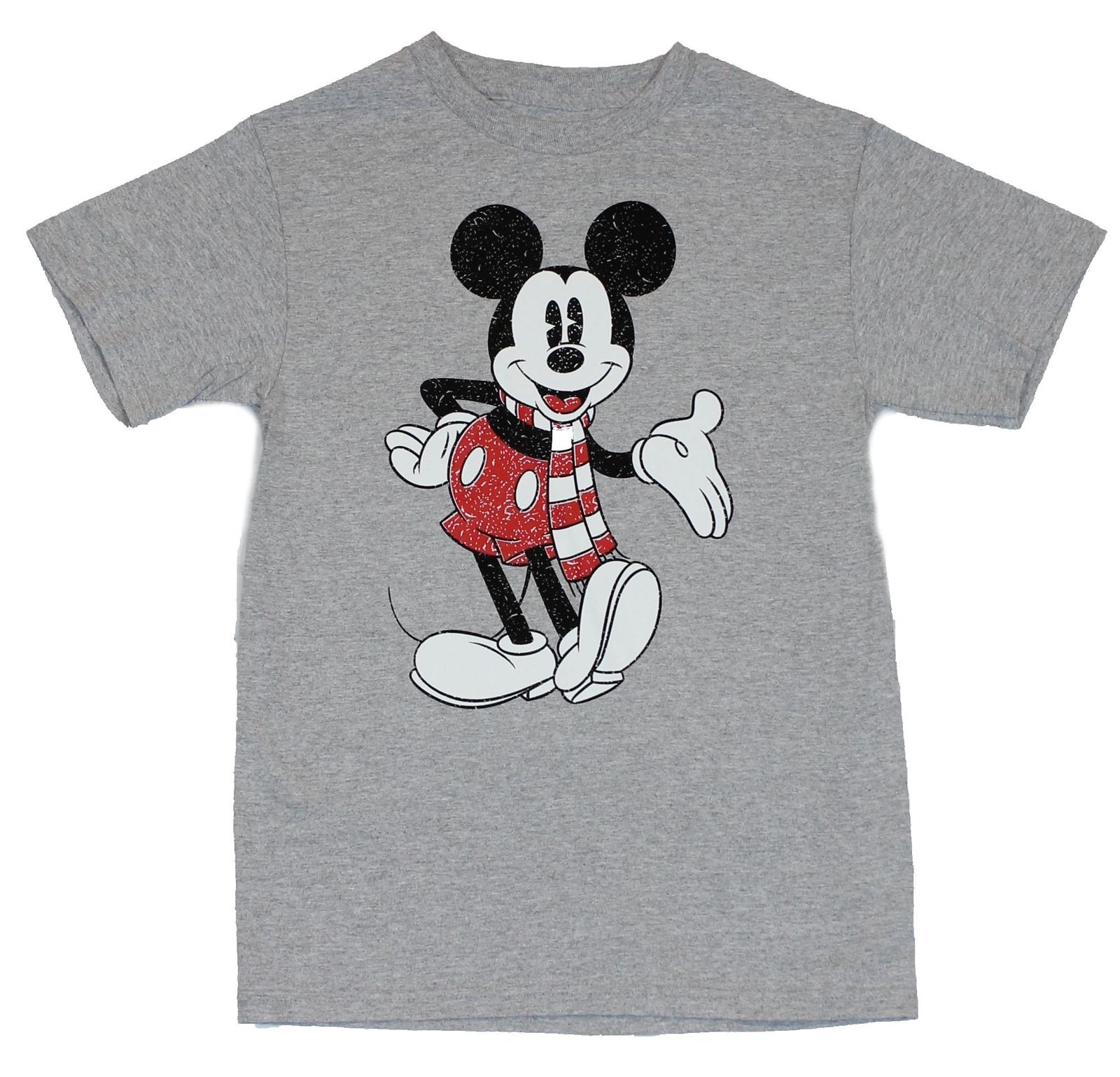 Mickey Mouse Disney Mens T-shirt Distressed Happy Mickey in Scarf Image XXL