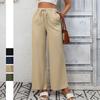 Women's High Waist Elastic Waistband Wide Leg Pants Loose Fit Boho Casual Viscose Drawstring Long Trousers With Side Pockets