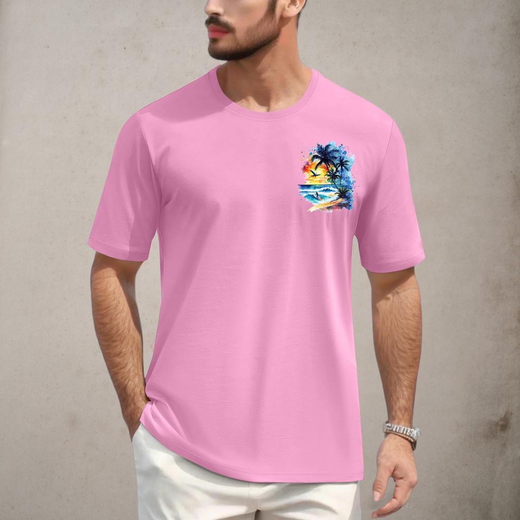 Men's Round Neck Casual Printed Short Sleeve T-Shirt