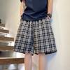 American contrasting plaid shorts men's summer relaxed plaid sports pants loose casual beach five-point pants