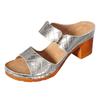 Womens Sandals Memory Foam Thick Heel Fish Mouth Women'S Outer Wear Shoes Fashionable Casual Shiny One Strap Shoes For Woman