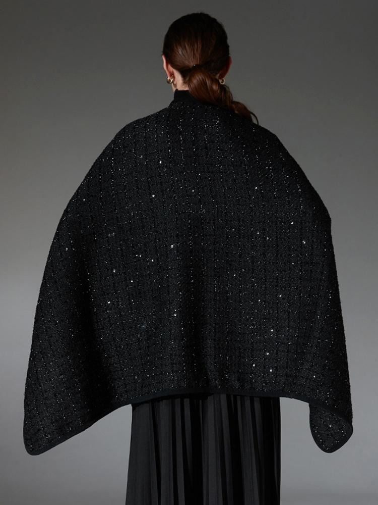 Winter Schal Damen Schichten Poncho Elegant Schwarz Helle Seide Pailletten Party Wickeltücher Schal Schal Capa Para Pashmina Umhang Hohe Qualität