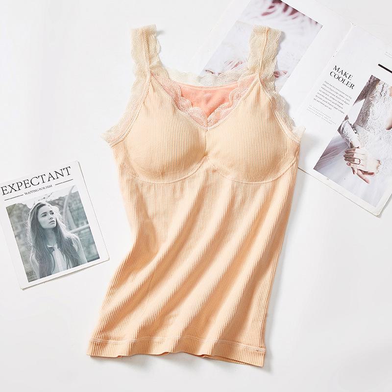 

**Женский теплый жилет Little Bear Fairy с V-образным вырезом, кружевом и нагрудной накладкой - плюс бархат** One size (80-140 catties)