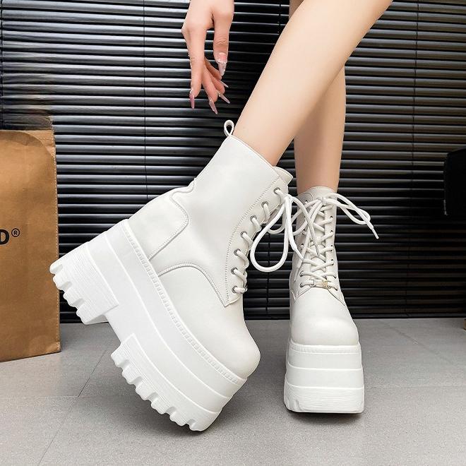 13cm Ultra-high Platform Women's Ankle Boots Fashion High Quality Leather Short Boots Halloween Cosplay Womens Boots Botas Mujer