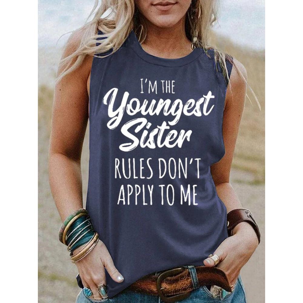 

Женская футболка без рукавов с 3D-принтом букв, модная повседневная уличная одежда, жилет без рукавов с круглым вырезом, женская футболка 4XL