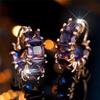 Orecchini a Cerchio da Donna di Lusso con Grande Pietra di Zircone Viola Moda Colore Oro Gioielli da Matrimonio per Donne