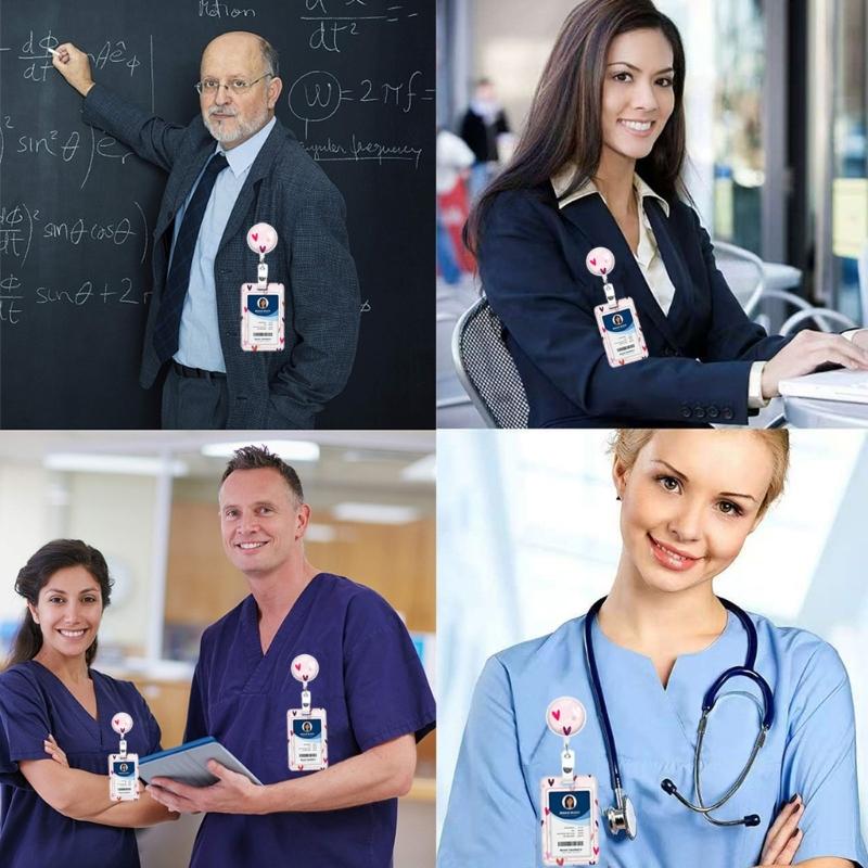 Card Holder with Detachable Neck Lanyard Retractable Badge Holder Card Protectors and Neck Strap Set for Office School