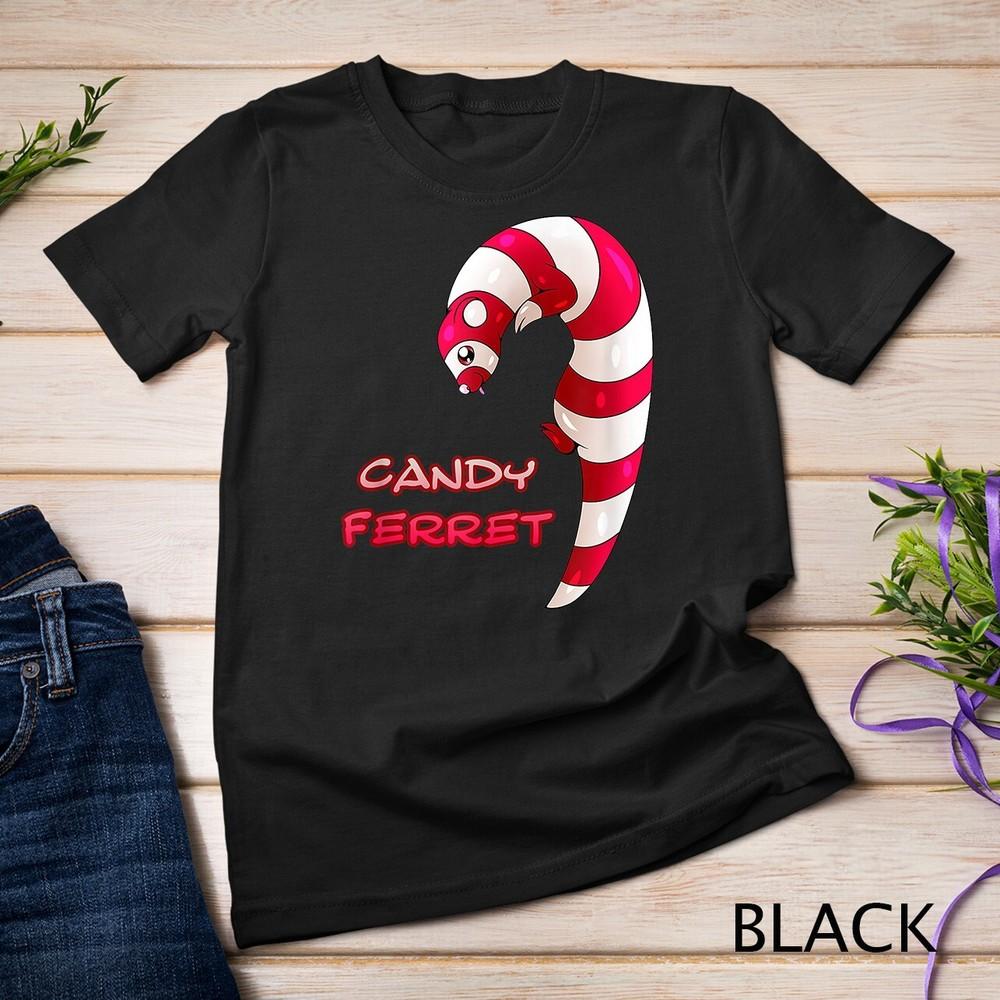 Candy Cane Ferret Gift For Ferret Lover Unisex T-shirt S