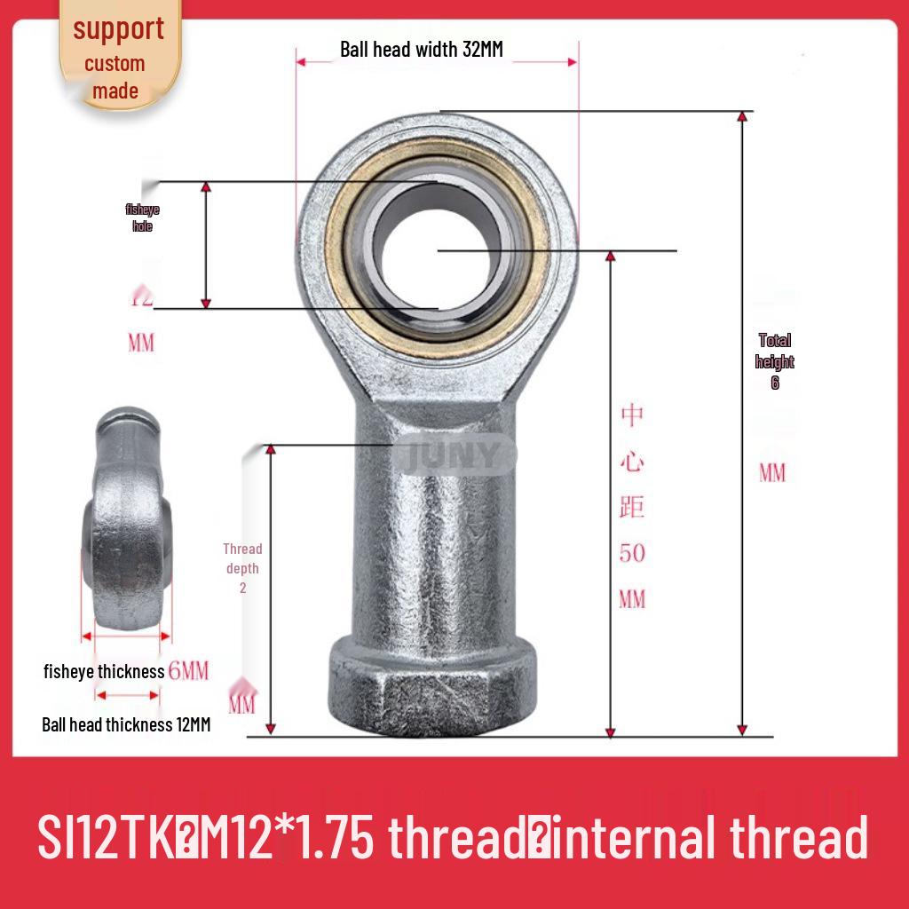 Spherical Plain Bearings: Universal Joint Ball Joint Rod End, Internal SI, External SA, Sizes 5-40