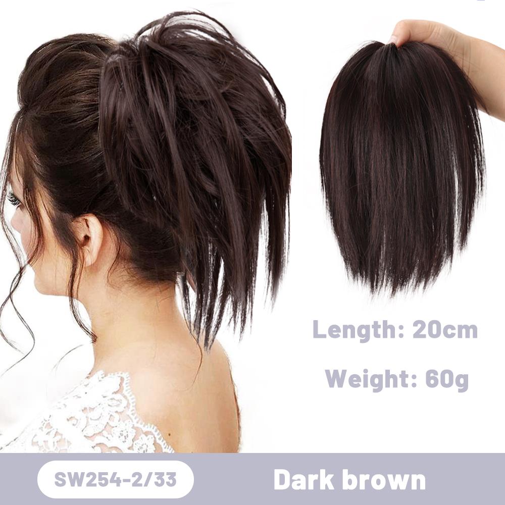 Synthetic Messy Bun Straight Scrunchy Hair Bands Bun Chignon Elastic Messy Scrunchie Wrap For Ponytail Extensions For Women