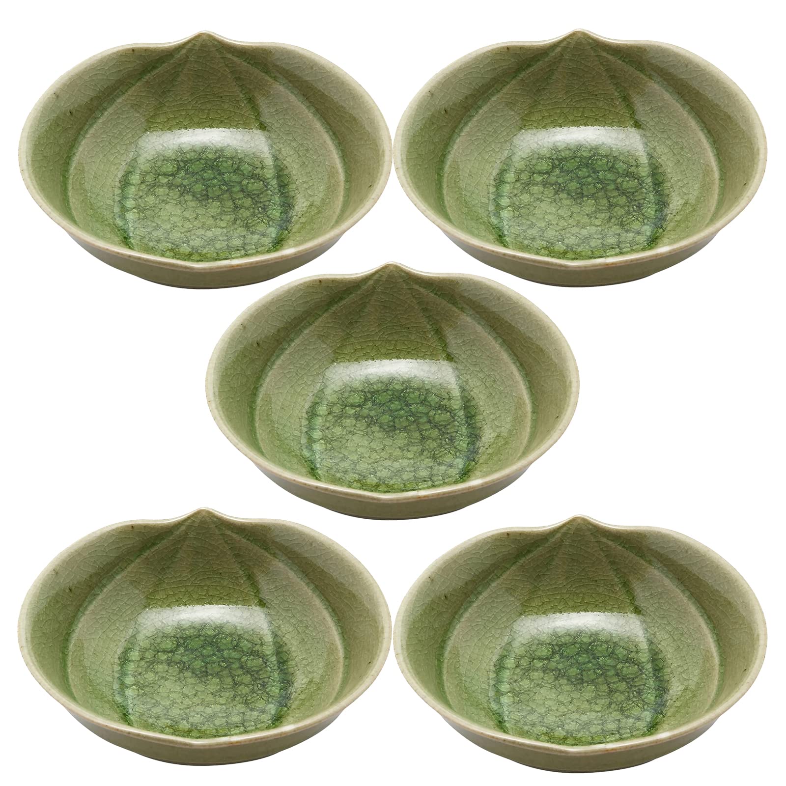 

Mino Ware Yamashu Ash-Glazed Nut Small Bowls and Plates, Approx. 13cm Diameter, Set of 5, Made in Japan, Product Code: 552-0001s