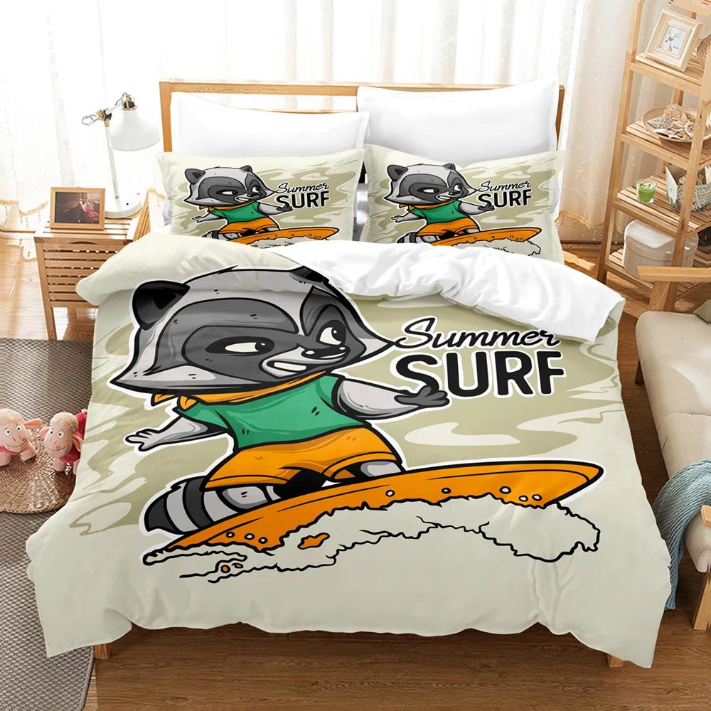 Surfboard Comforter Cover Summer Sea Surfing Theme Duvet Cover Ocean Theme Bedding Set For Kids Teens Quilt Cover +Pillow Cases