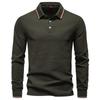 AIOPESON 2025 Nye Herre Poloskjorter for Menn Bomull Ensfarget Langermet Polo Designer Sosial Luksuriøs Følelse Mannlig