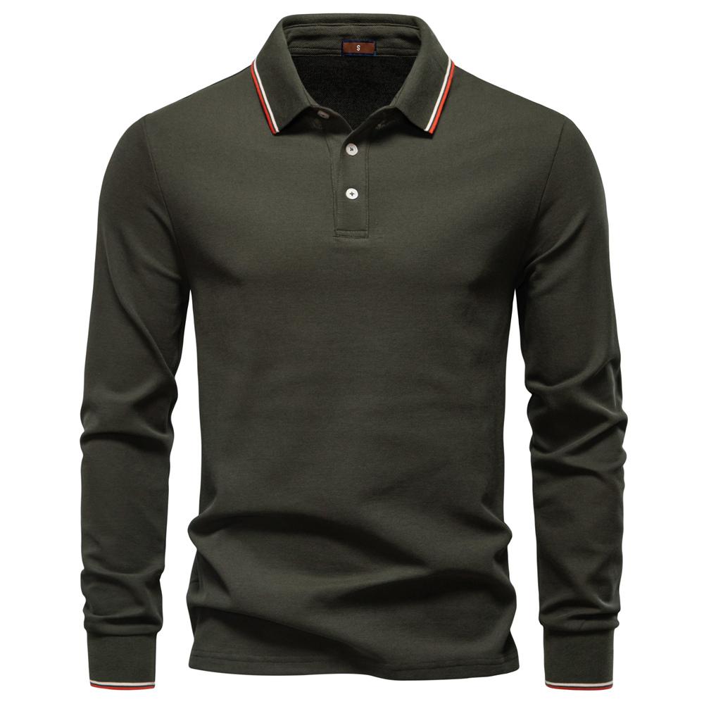 AIOPESON Men Fashion AIOPESON 2025 New Men's Polo Shirts for Men Cotton Solid Color Long Sleeve Polo Desinger Social Luxury Touch Male EUR M 65-75kg