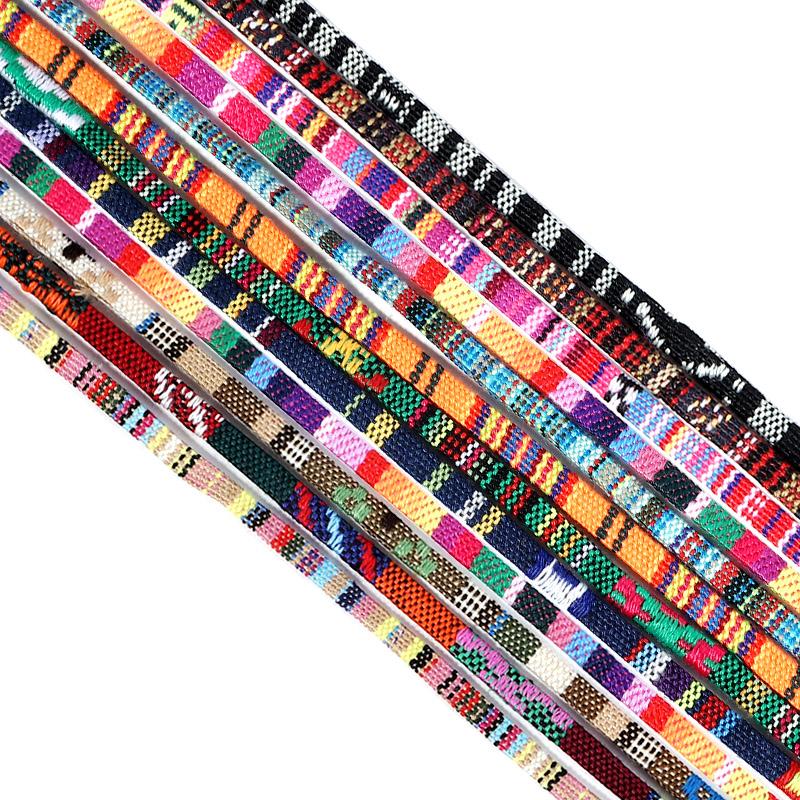 5yards/Lot Color Flat Cotton Cord Ethnic Style Cotton Fabric Rope for Jewelry Making DIY Bracelet Lanyard Supplies
