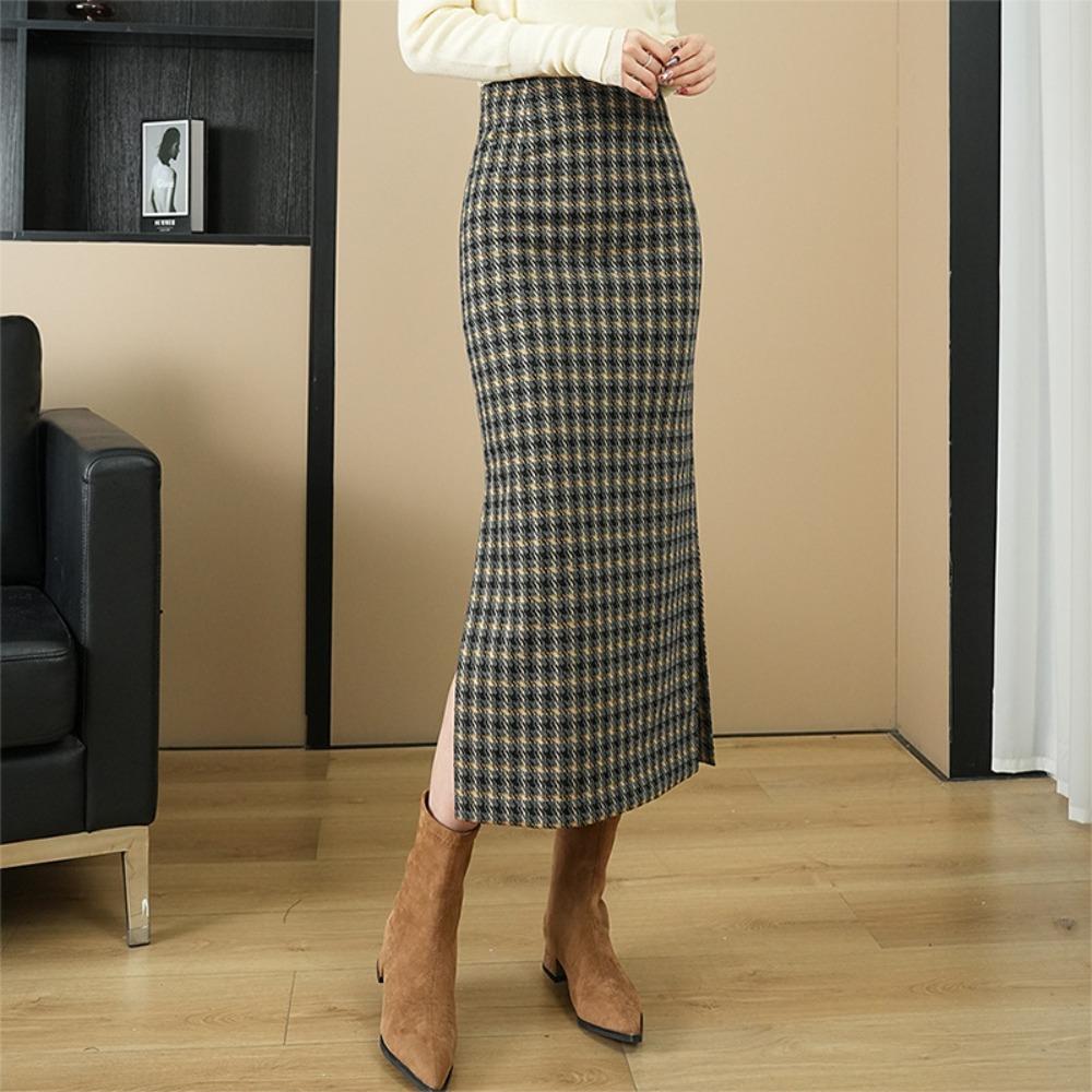 Women's High Waist Pencil Midi Skirt High Waist Straight Midi Skirt