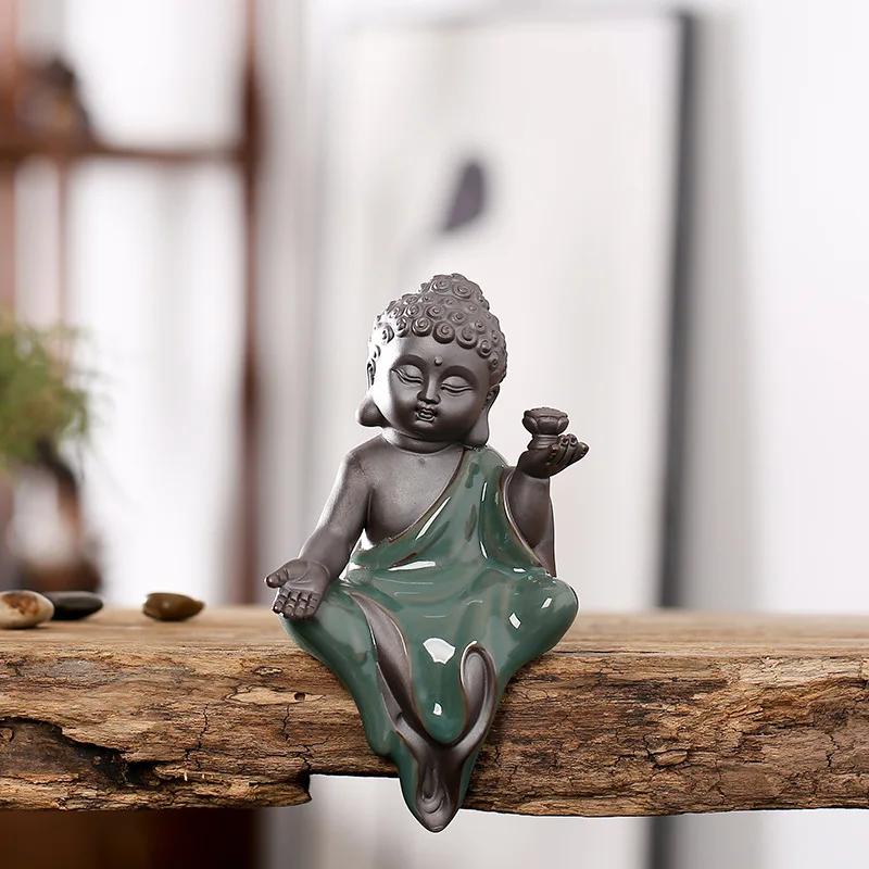 Large Bonsai Accessories Tea Ornaments Desktop Flower Pet Zen Geware Little Monk Tathagata Guanyin Micro Landscape Decorations
