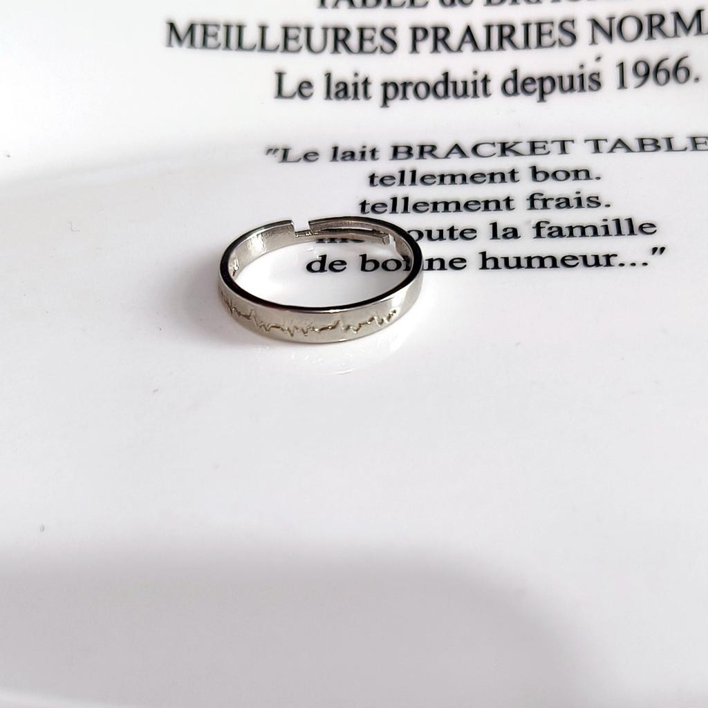 Simple electrocardiogram ring female ins versatile simple design sense opening adjustable index finger ring