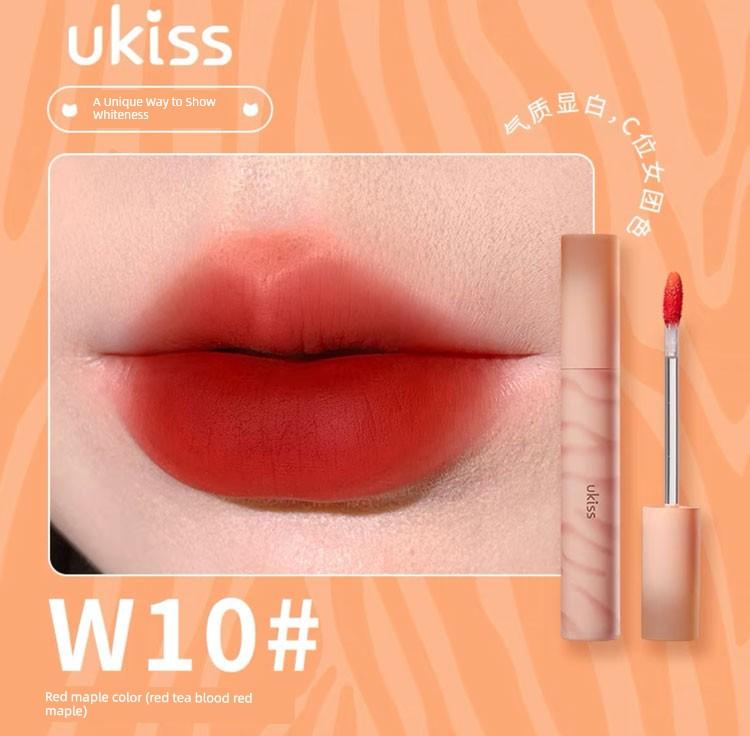 Ukiss Lip Dew W03 Water Mist Mirror Lip Lacquer Matte No Stain on Cup Fade Lipstick UKISS Lip Balm C05