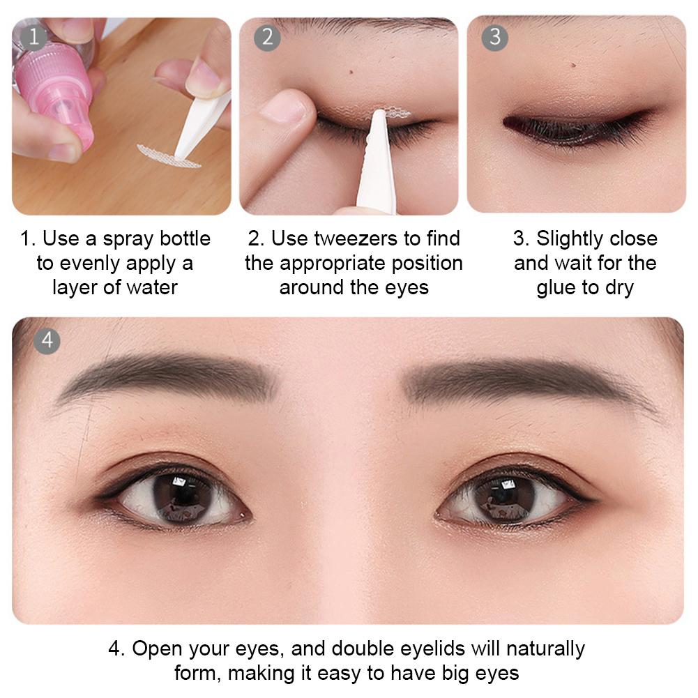 240 szt. Podwójna taśma do powiek naklejka koronka naturalna przezroczysta beżowa samoprzylepna naturalny makijaż oczu makijaż z narzędziem