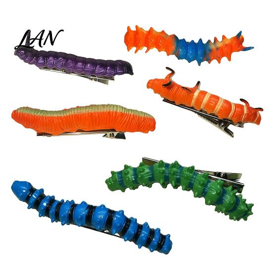 Lifelike Insect Hair Pins Halloween Caterpillar Clips, Hand Painted Reptile Clip Headpiece, Fashionable Clips for Daily Use Spooky Party Accessories,