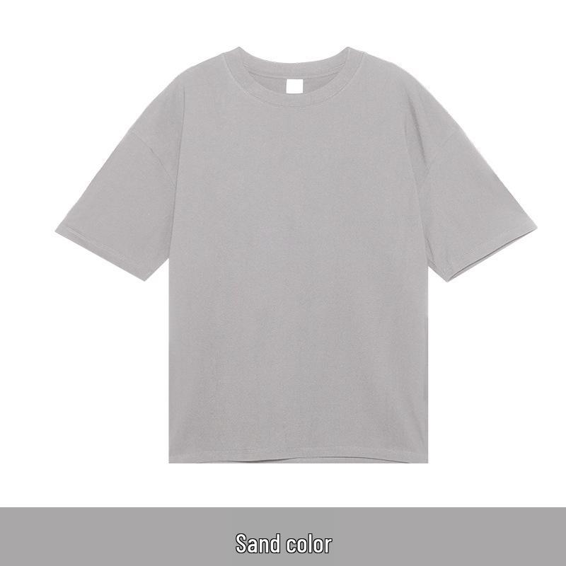 

Хлопковая футболка оверсайз с коротким рукавом и логотипом 250 г - На заказ, командная рабочая одежда L песочный