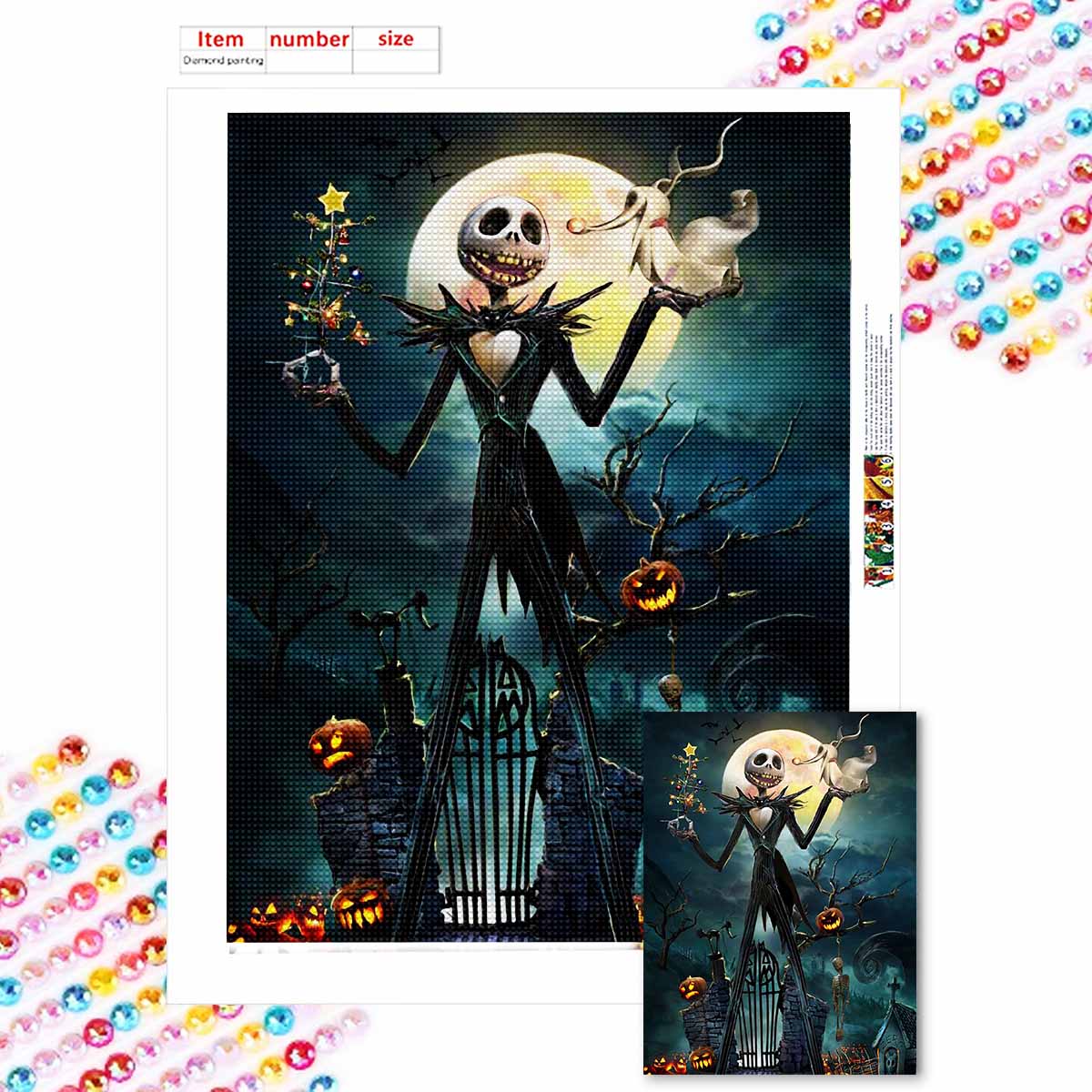

Наборы для алмазной живописи 5D DIY для взрослых, Хэллоуинский череп, наборы с полными круглыми кристальными алмазами для начинающих для украшения стен дома Round 20x30cm