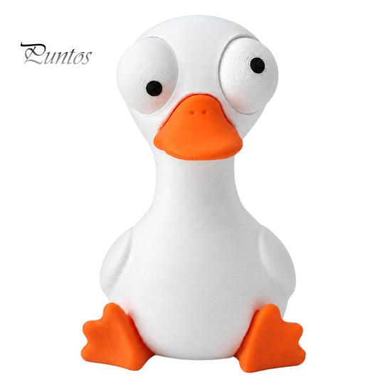 Unique Office Decor 3D Printed Funny Cartoon Cat & Goose Figurine with Movable Eyes, Flexible Eye Expression Toy Cute Animal Desk Decor, Stress Relief