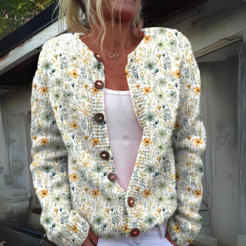 2026 foreign trade new 3D digital printing cardigan knitted jacket women's clothing early spring and autumn factory wholesale