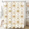 Modern Geometric Shower Curtain With Gold Lines Home Decor Bathroom Accessories For Kids Bathrooms Easy Hanging Rod Set Included