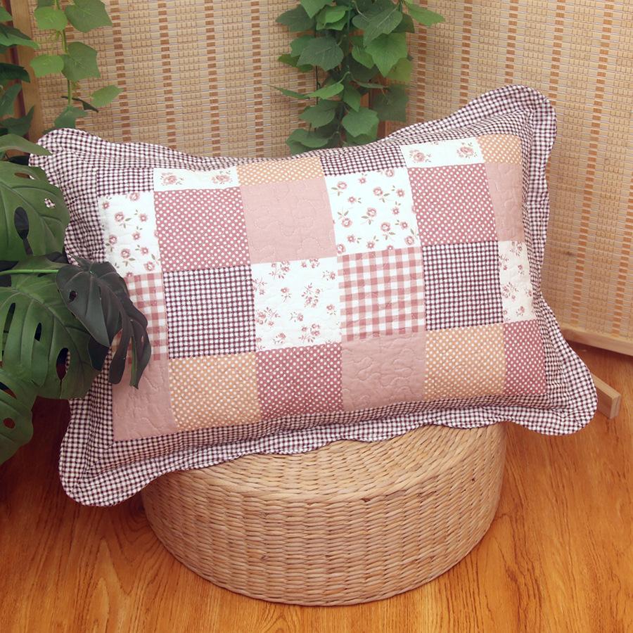 Soft and Comfortable Pillowcase Skin Friendly Breathable Fashionable Rustic Style Quilted Fabric Pillowcase Bedroom Decoration