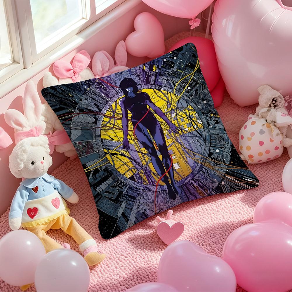 G-Ghost in the Shell Anime Cushion Cover Pattern Printed Pillowcase for Living Room Sofa Cushion Cover & Bedroom Decor