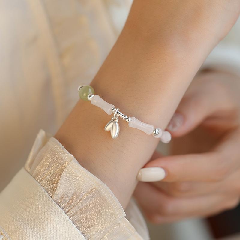 New Chinese Style Bamboo Knot Bamboo Leaf Pendant Bracelet Niche Design Sense New Chinese Style Ancient Style Personality Fashion Hand Jewelry