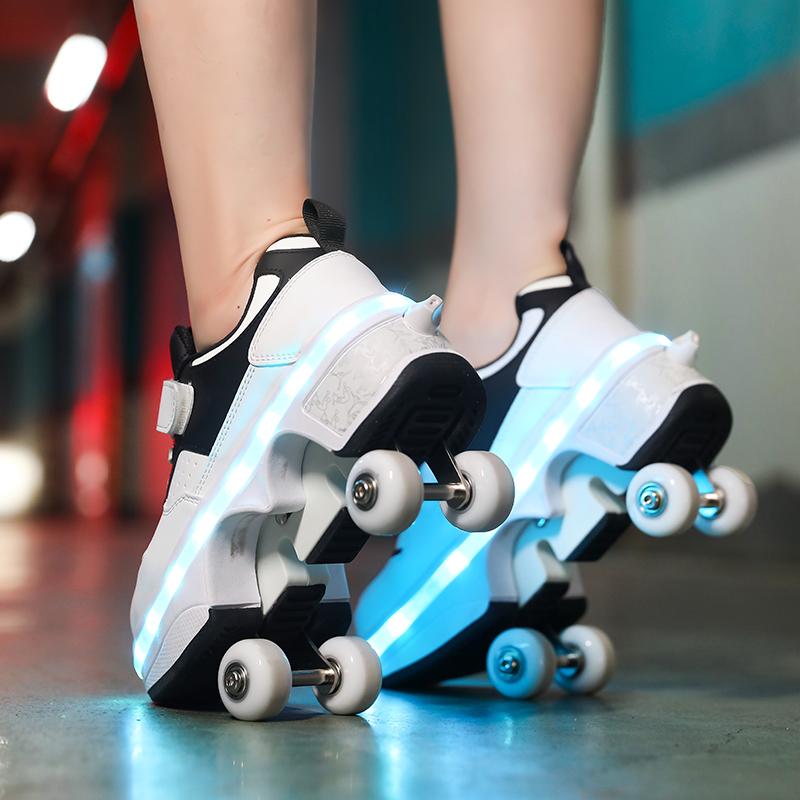 Men's/Women's /Kids Roller Roller Shoes 4-wheel Deformation Shoes Roller Skates Adult Rechargeable LuminousSkating Shoes
