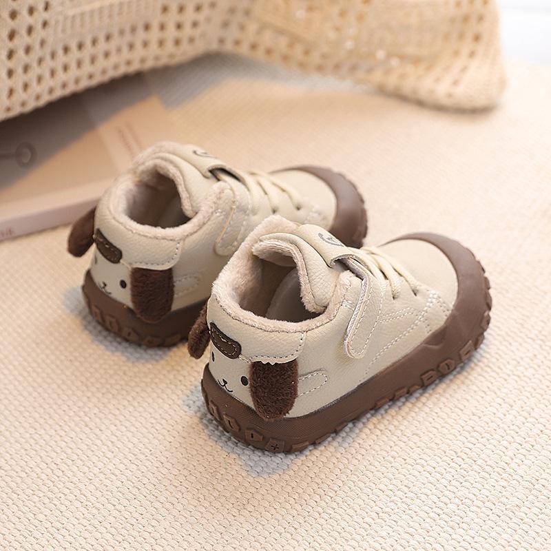 Winter Baby Walking Shoes with Fleece Lining Soft Sole Casual Style Cotton-padded Non-slip Versatile Double-layered Cotton Shoes for Boys and Girls