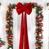Bow Tree Topper Pre Tied Large Reusable Ornament Christmas Tree Bow Topper for Indoor Home Door Front Staircase Fence Backdrop