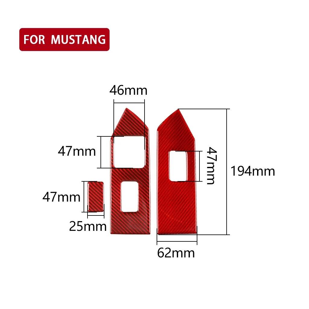 

2 шт., переключатель подъема окна автомобиля, панель, декоративная крышка, наклейки для Ford Mustang 2009-2013, автомобильные аксессуары для интерьера, углеродное волокно RHD красный