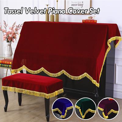 Püskül Kadife Piyano Tabure Kapağı Yarım Toz Geçirmez Kapaklar Koruyucu Kapak