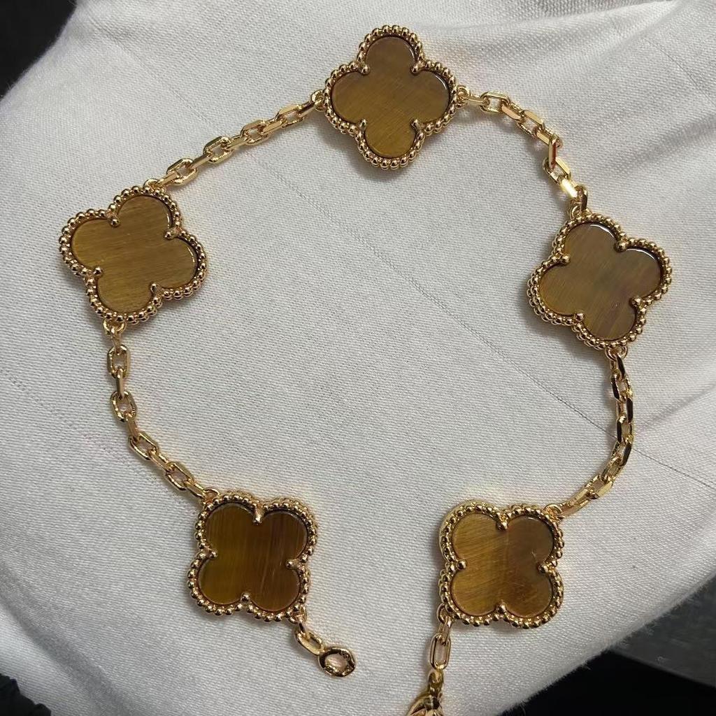 Nuova Versione Bracciale Quadrifoglio Cinque Fiori Agata Rossa Naturale Madreperla Bianca Bracciale da Donna Bracciale Laser