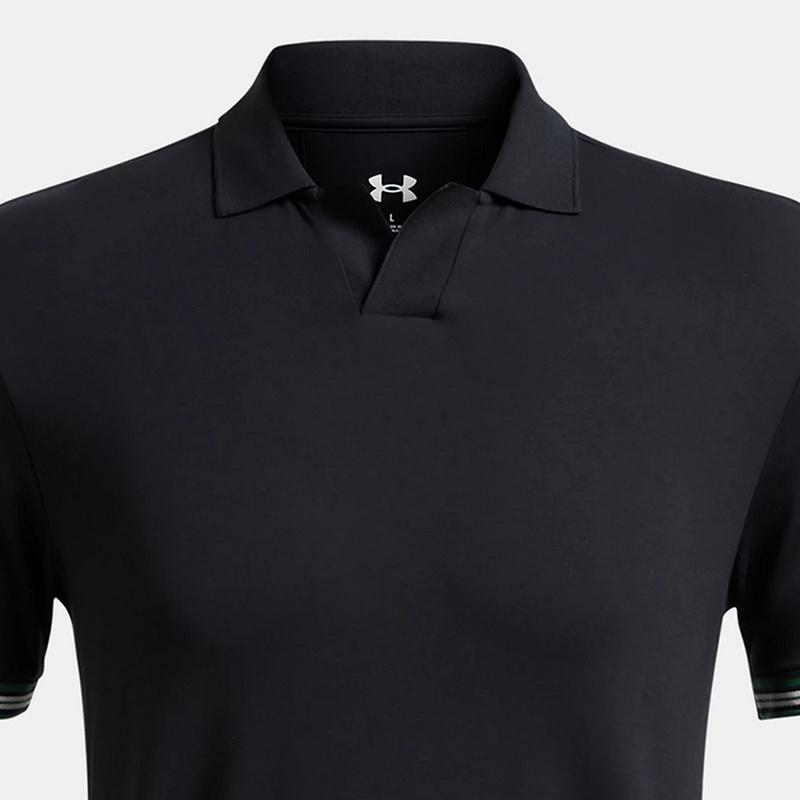 Under Armour Casual Breathable Comfortable Striped Short Sleeve Polo Shirt Men tops Black 1388709-001