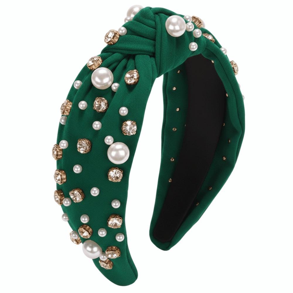 Luxury Twist Wide Edge Hairband Diamond Pearl Knotted Headband Pearl Headband  Trendy Headband