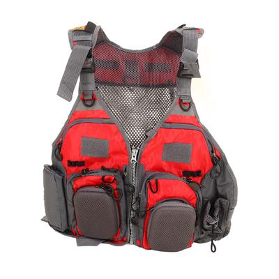 Mesh-Fliegenfischerweste, Rot, Einheitsgröße, mehrere Taschen, leichte, atmungsaktive Weste für den Außenbereich