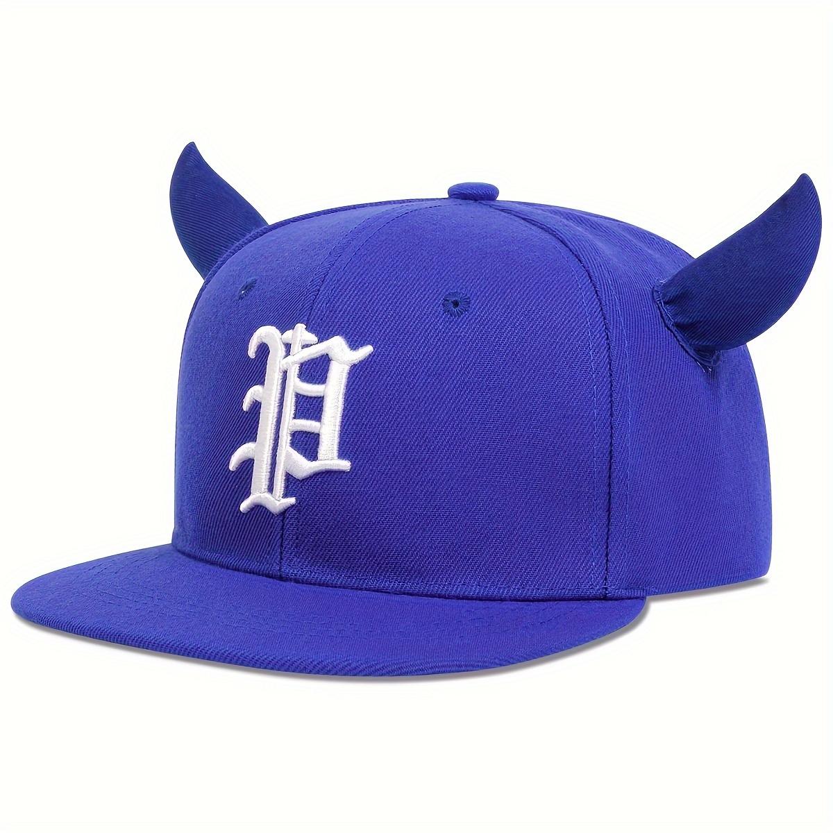 Unisex Personality P Letter Embroidery Ox Horn Hip-Hop Hats Outdoor Adjustable Casual Baseball Caps Sunscreen Hat