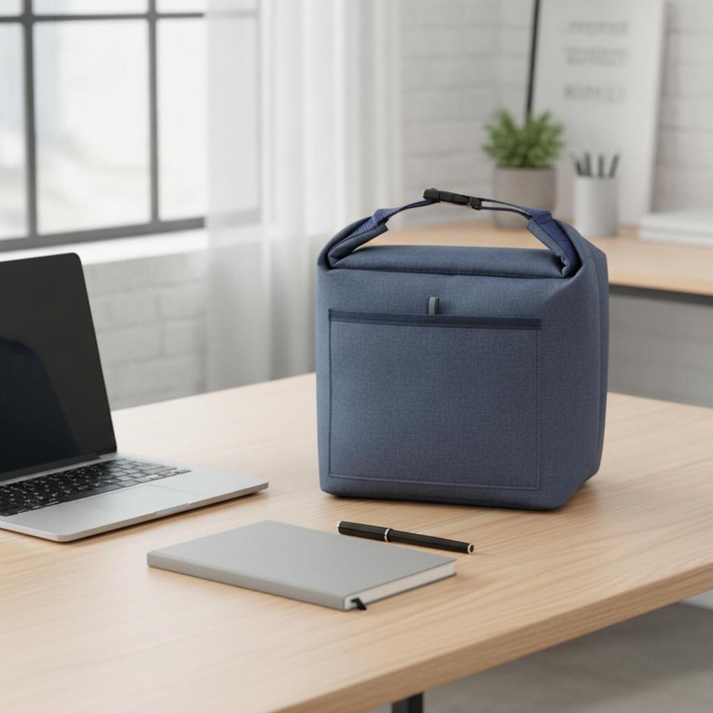 Square Insulated Lunch Bag Thermal with Front Pocket