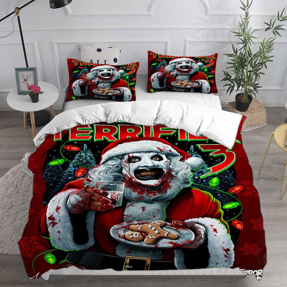 Terrifier 3 () Bedding Sets Bed Cover Comforter Duvet Cover Pillow Case 2-3 Pieces Sets Horror Christmas Decoration