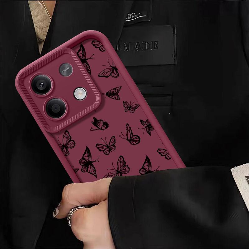 Модный черный чехол с узором бабочки для Xiaomi 13T 11T Pro Poco F6 X6 Redmi Note 13 12 — фото 9